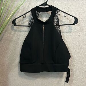 #459  Lulus black Lacey, fancy halter top size large